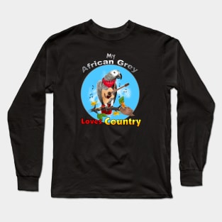 African Grey Congo Parrot Loves Country Long Sleeve T-Shirt